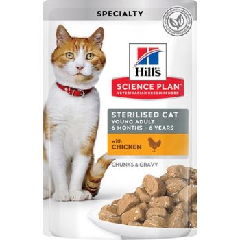  Hill’s Science Plan Sterilised Cat Adult Cat Wet Food With Chicken Pouches (12x85g) 