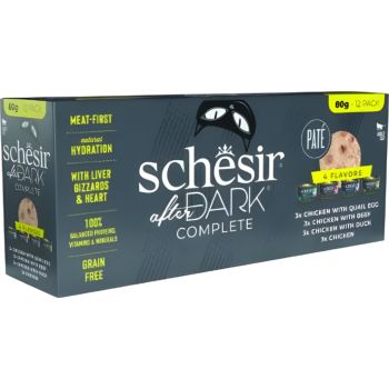  Schesir After Dark Pate Variety Pack Adult Cat Mixed 12X80g 