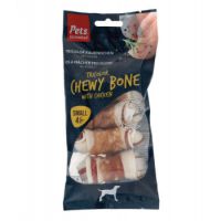 Pets Unlimited Dog Treats Tricolor Chewy Bone w/ Ckn S 4pcs