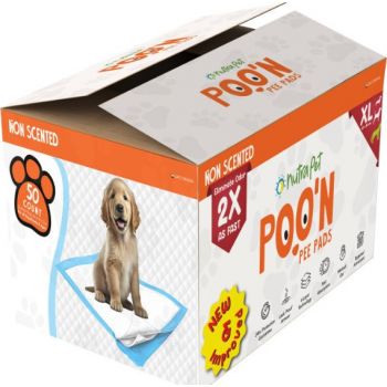  Nutrapet Poo N Pee Pads XL Non-Scented - Fast Absorption With Floor Mat Stickers (60x90cms) - 50 Count 