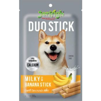  JerHigh Duo Stick Dog Treat - Milk with Banana - 50 g Each 