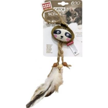  Gigwi Cat Toys Sloth Catch & Scratch Eco line with Slivervine Leaves and Natural Feather 