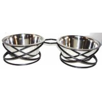 Raintech Wrought Iron Designer Wobble Frames Two Stainless steel Bowl