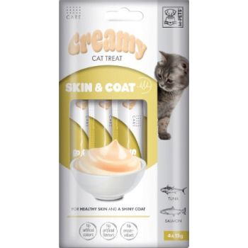  M-PETS Creamy with Functions – Cat treat – Skin & Coat – Tuna & Salmon 4x15g (60g) 