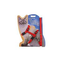 CAT HARNESS W/LEASH RED 83817