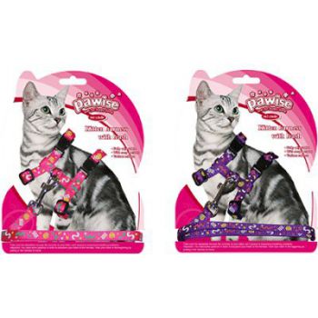  Pawise Kitten Harness W/1.2 Leash-Pink/Purple 