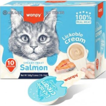  WANPY Lickable Cream Spoon – Salmon For Cat – (16g x 10pcs/box) 