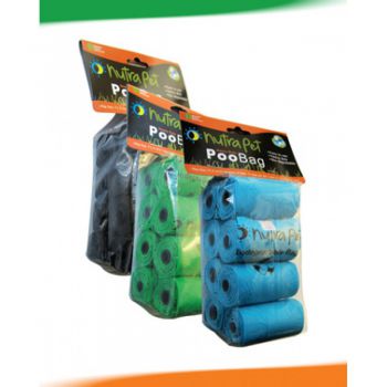  Nutra Pet Blue Poo Bags 8 Rolls with Header Card 