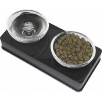 GLASS CAT BOWL - BLACK