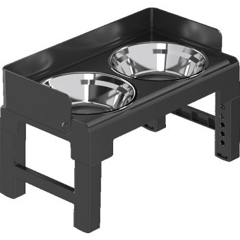  Pakeway Stainless Steel Elevated Double Dog Bowl-42.4*22.8*22 Cm - Black 