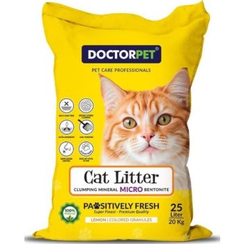  Doctor Pet Super Clumping Micro Bentonite Cat Litter - Lemon Scented - 25L 