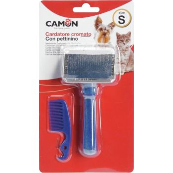  Camon Chrome-Plated Slicker Brush With Comb- Medium 