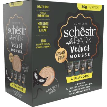  Schesir After Dark multipack mousse in broth wet food for cats 12x80g 