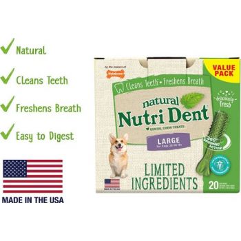  Nylabone Natural Nutri Dent Dental Chew Treats for Large Dogs, 20Ct 