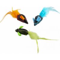 Duvo Cat Toys Flash Mice With Feathers 3Pc - 19 X 5.5 X 3 Cm