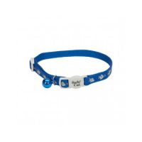 Coastal 3/8" Safe Cat Reflective Snag Proof. Nylon Adj.Break Away Collar Fish Blue