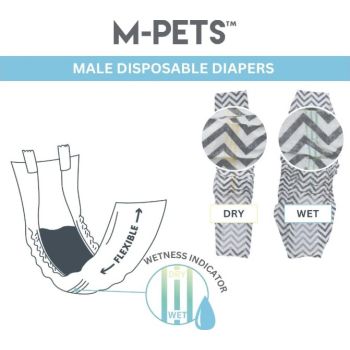  M-PETS Male Dog Diapers M 12 Pack 