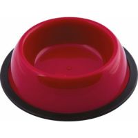 Georplast Silver Antislip Plastic Pet Bowl L Red