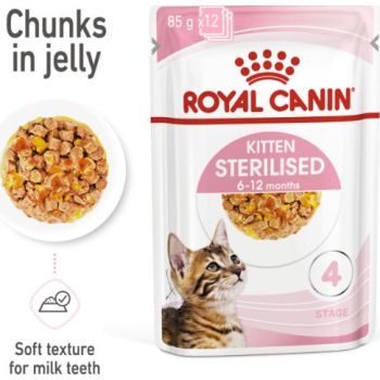  Royal Canin Feline Health Nutrition Kitten Sterilised Jelly (WET FOOD - Pouches) 85g 