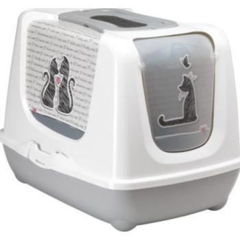  Moderna Trendy Cat-Litter box[Color - Grey, Size - XL  EXTRA LARGE-L 57.3 x W 44.4 x H 43.8 cm 