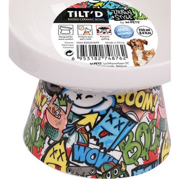  M-PETS Freestyle Tilt’d Raised Ceramic Bowl Mixed Colors 250ML 