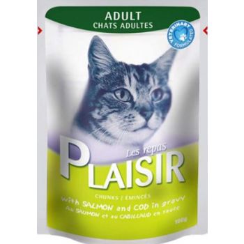  Plaisir Cats Chunks in Gravy with Salmon and COD Pouch 100g 