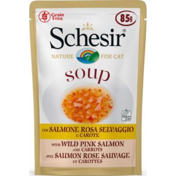  Schesir Cat Wet Soup-With Wild Pink Salmon And Carrots 85g 