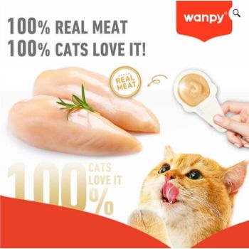  WANPY Lickable Cream Spoon – Chicken For Cat – (16g x 10pcs/box) 