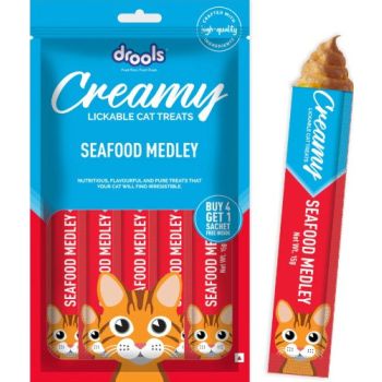  Drools Seafood Medley Creamy Cat Treats 4+1 Sachet 