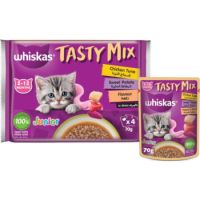 Whiskas Kitten Tasty Mix Chicken & Tuna in Gravy Wet Cat Food - 4X70G