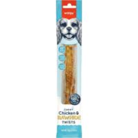 Wanpy Chewy 10″ Chicken Jerky & Rawhide Twists 70g