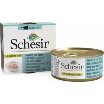  Schesir Cat Can Broth-Wet Food Tuna With Seabream-(Min Order 70g 