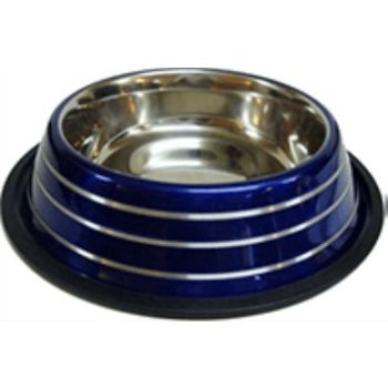  Antiskid designer T.P. colored Dog Bowl with Reverse Silver Lining - 17 cm 