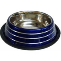 Antiskid designer T.P. colored Dog Bowl with Reverse Silver Lining - 17 cm