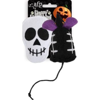  Halloween Cat Toys Naughty or Trick 2 pack - Skull & Undead Mouse 