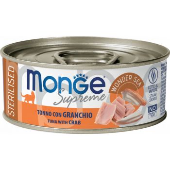  Monge Cat Wet Food Cans  Supreme Sterilized Tuna And Crab 80g 