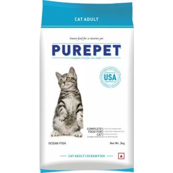  Purepet Dry Cat Adult Food Ocean Fish 3kg 