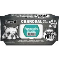 Absolute Pet Absorb Plus Charcoal Pet Wipes Peppermint 80 Sheets 15cmx20cm