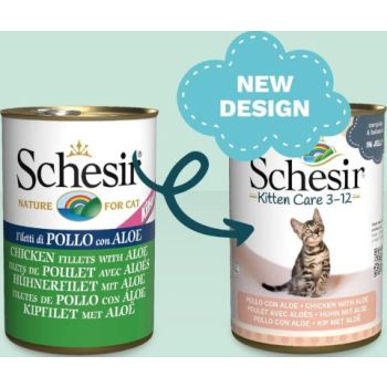  Schesir Kitten Can Wet Food Chicken Fillets With Aloe 140g 