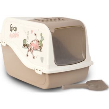  Cat Litter Box ARIEL(TOP FREE) with Cat Clipart Tan 