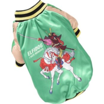  Hong Pet cotton Elfidog print winter Coat-Green-Small 