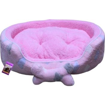  Coco Kindi Pink Color Cloud Pattern Washable Oval Shape Fur Bed 