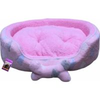 Coco Kindi Pink Color Cloud Pattern Washable Oval Shape Fur Bed