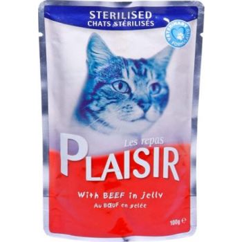  Plaisir Sterilized Cats Chunks in Jelly with Beef Pouch 100g 