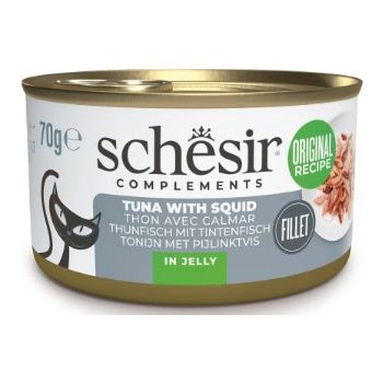  Schesir Complements Cat Wet Food in Jelly Can- Tuna With Squid 70g 