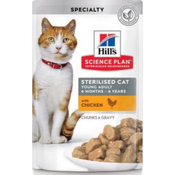  Science Plan Sterilised Cat Young Adult Cat Wet Food With Chicken Pouches (12x85g) 