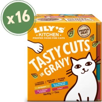  Lily's Kitchen Tasty Cuts in Gravy Mixed Multipack for Cats - 16X85G 