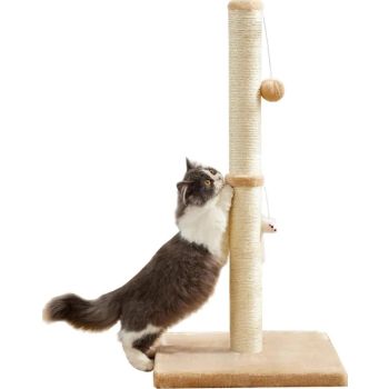  CAT SCRATCHER POST WITH PLUSH TOY-Beige & Grey 