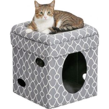  Curious Cat Cube – Grey 16 W x 17 H x 16 L 