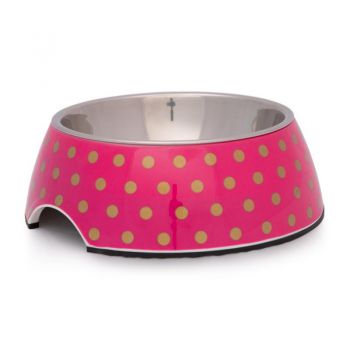  Pawsitiv Round Decal Bowl Polka Pink Small 